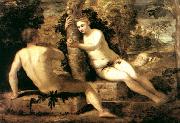 TINTORETTO, Jacopo Adam and Eve ar oil painting on canvas